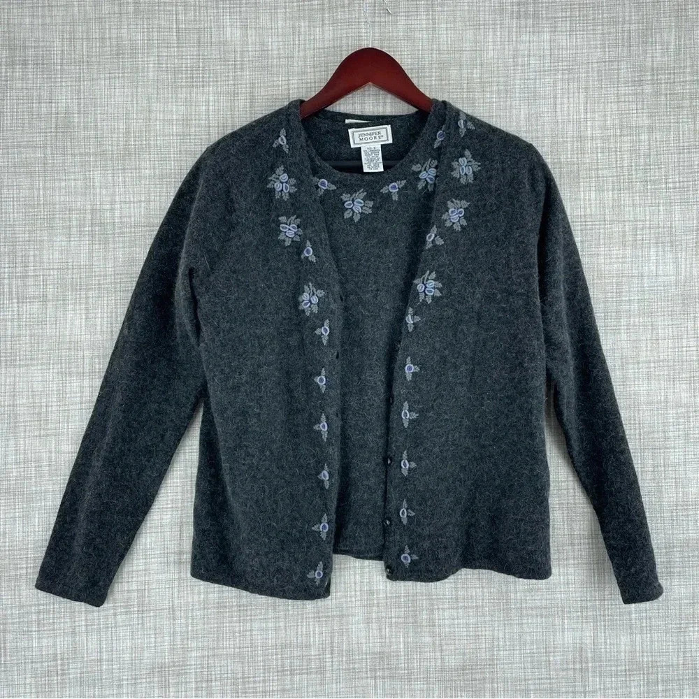 Jennifer Moore Size S Angora Wool Blen Shirt and cardigan sweater 2 pcs 2927